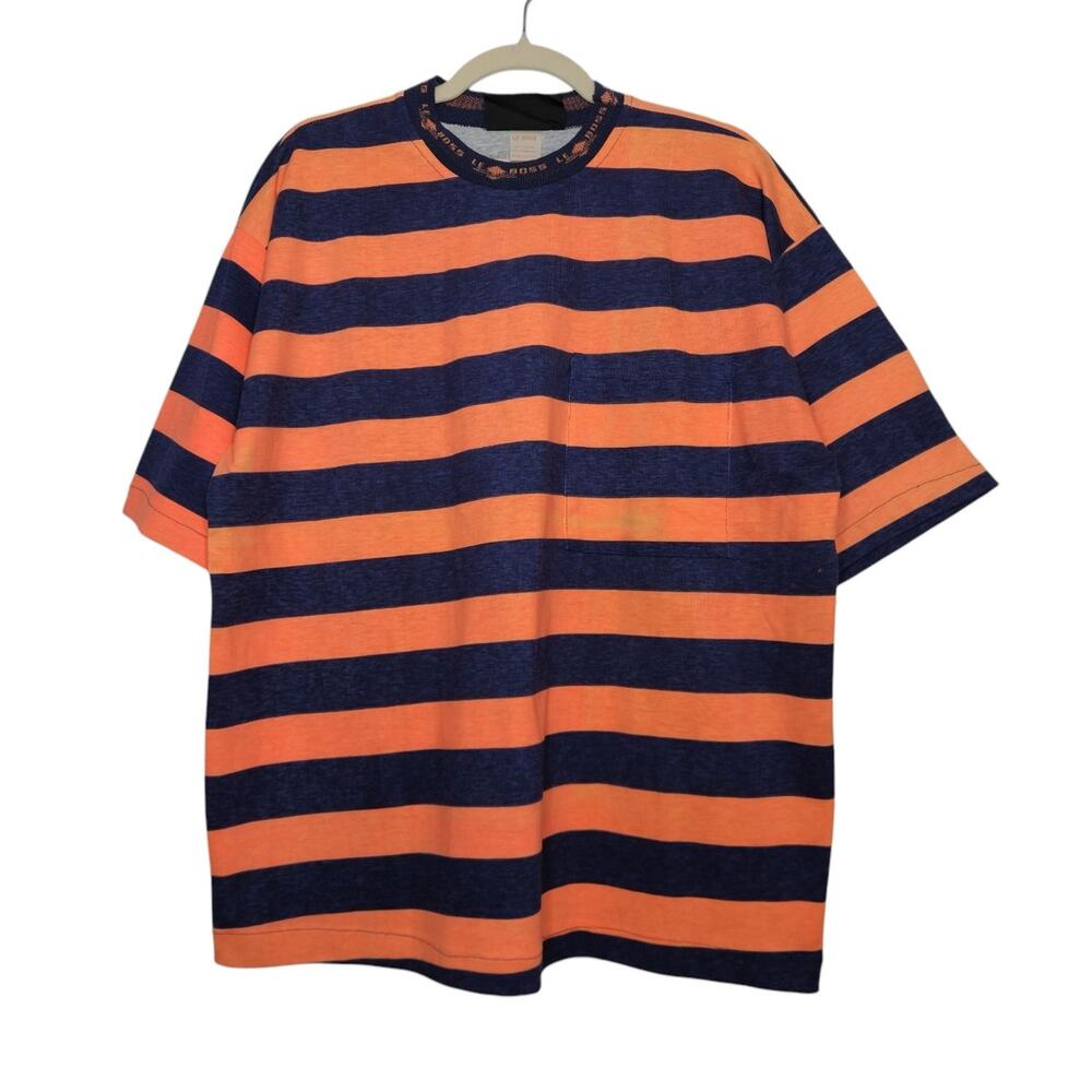 Vintage 90s Le Boss Stripe Pocket Shirt One Size Skate Surf Grunge Shirt